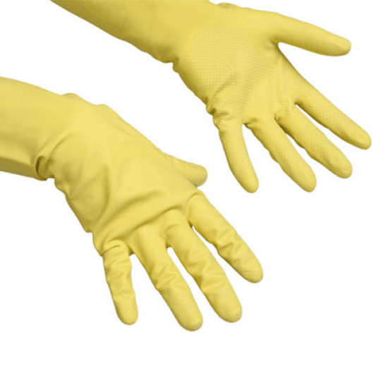 Перчатки резиновые, L, 1 пара, рельефная, цвет желтый ТОРК L 101018