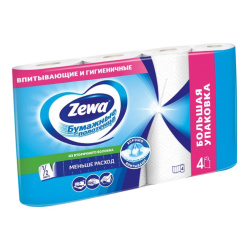 Полотенца бумажные, 4 шт, 2 слоя, 14 м, целлюлоза, Zewa