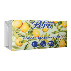 Полотенца бумажные, GrandРеro, V-сложение, 2 слоя, целлюлоза, PERO, 3651