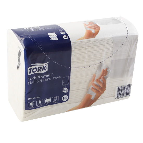 Полотенца бумажные, Multifold Universal, 2 слоя, целлюлоза, (Система H2) Premium, TORK/Tellus, 471103