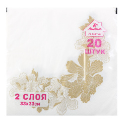Салфетки, ЛИЛИЯ, 33*33 см, 2 слоя, 20 шт, с рисунком, Роскошь, 5362