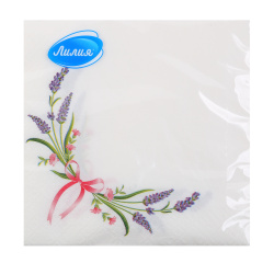 Салфетки, ЛИЛИЯ, 33*33 см, 2 слоя, 20 шт, Лиловый цвет, 4139