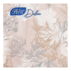 Салфетки, PERO, Deluxe, 33*33 см, 3 слоя, 20 шт, Сонет, 2296