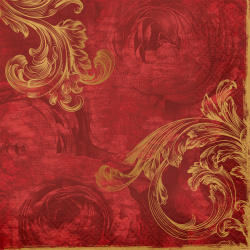 Салфетки, Перышко, Prestige, 33*33 см, 3 слоя, 20 шт, красный/золото, Красный бархат, 6045