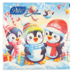 Салфетки, PERO, Deluxe, 33*33 см, 3 слоя, 20 шт, Пингвины, 2890