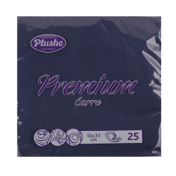 Салфетки, Plushe, 33*33 см, 2 слоя, 25 шт, синий, premium carre, 2029