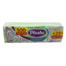 Салфетки, Plushe, 24*24 см, 1 слой, 400 шт, салатовый, Maxi Professional, 83007