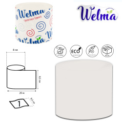 Бумага туалетная, WELMA, без втулки, 1 слой, 50 м, целлюлоза