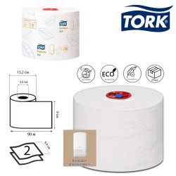 Бумага туалетная, TORK/Tellus, Premium, в рулоне, 2 слоя, 90 м, 127520