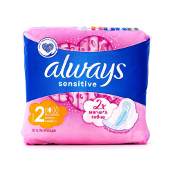 Женские прокладки, Ultra, гигиенические, 2 капли, 10 шт, с крылышками, Sensitive Normal Plus, ALWAYS, 83747109