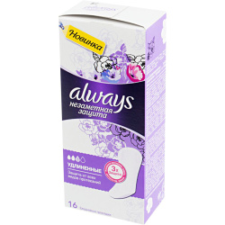 Женские прокладки, гигиенические, ежедневные, 16 шт, Незаметная Защита Удлиненные, ALWAYS, 80796991