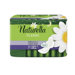 Женские прокладки, Ultra, гигиенические, 4 капли, 7 шт, с крылышками, Camomile Night, NATURELLA, 80829100