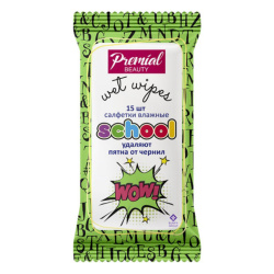 Салфетки влажные, школьные, 15 шт, 48 шт, Premial, 547