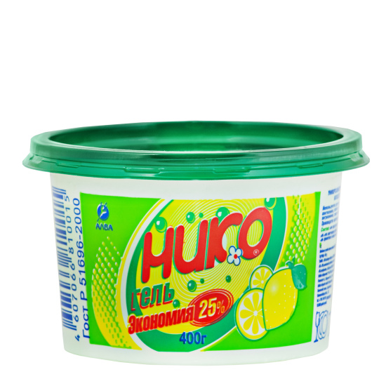 Средство для мытья посуды, АЛВА, гель, лимон, 400 гр, НИКО, 17488