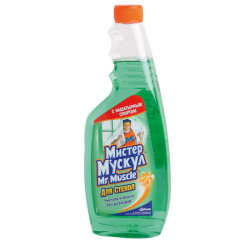 Средство для мытья стекол и зеркал, Мистер Мускул, 530 мл, запасной флакон, Утренняя Роса, 317156