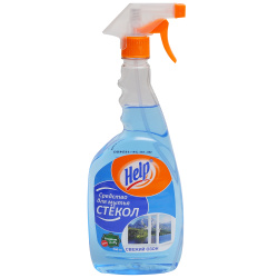 Средство для мытья стекол и зеркал, Help, 750 мл, флакон с распылителем, Свежий озон, 1-0339