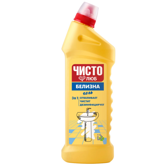 Отбеливатель Белизна гель-концентрат 3 в 1, ДомБытХим ООО, 750 мл, пластиковая бутылка, Чистолюб, 2300046