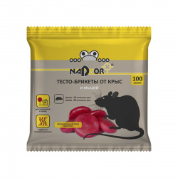 Тесто-брикет от крыс и мышей отдушка, 1 шт, 100 гр, полиэтиленовая упаковка NADZOR 127 368