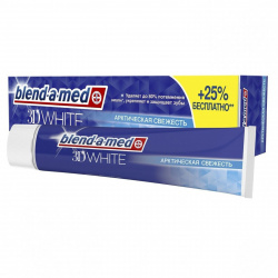 Зубная паста 125 мл, для отбеливания, 1 шт, картонная коробка BLEND_A_MED 3D White Арктическая свежесть Procter & Gamble 81673337
