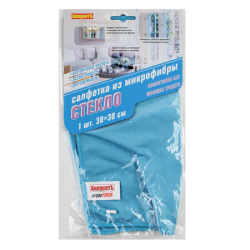 Салфетка из микрофибры 30*30 для стекол и зеркал Аккуратъ