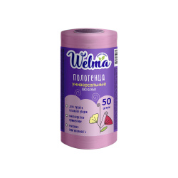 Салфетка, рулон, 25*35 см, 50 шт, вискоза, для поверхностей, WELMA, Premial