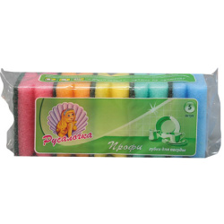 Губки для посуды, 5 шт, 80*60*43 мм, поролон+абразивный слой, профилированные, полиэтиленовая упаковка, INSULA, 991874