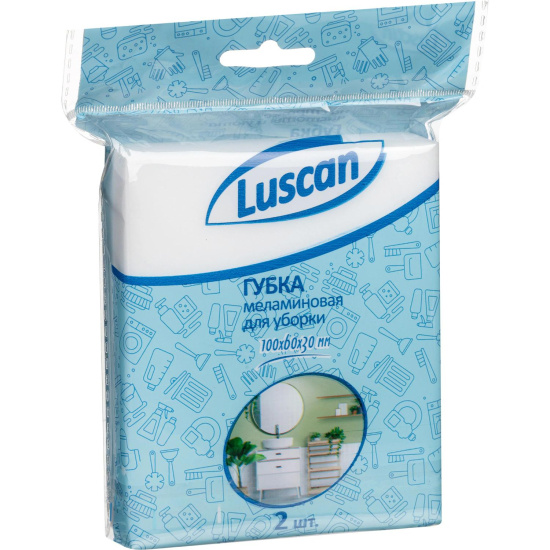 Губка для уборки, 2 шт, 10*6 см, меламин, LUSCAN, 896789