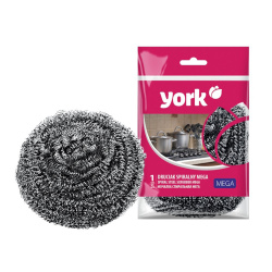 Губки для посуды, 1 шт, металл (сетка), York, Спираль Мега, 002030