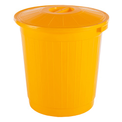 БАК желтый универсальный, пластик, 430*485, 50 л, с крышкой Эластик Пласт 027