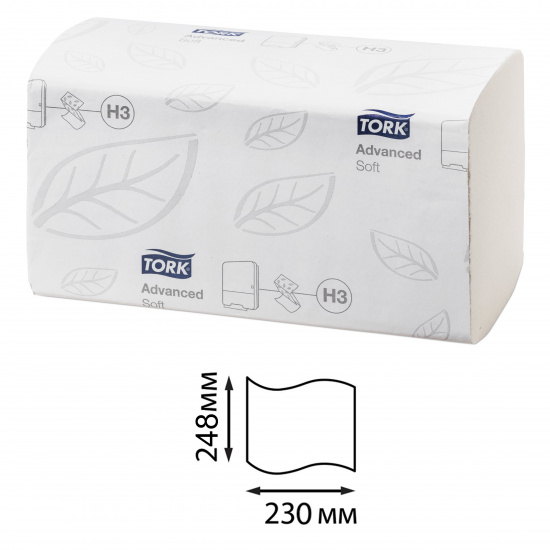 Бумажные полотенца Advanced целлюлоза, 250 листов, 248*230 мм, 2-х слойная, цвет белый ТОРК 290163