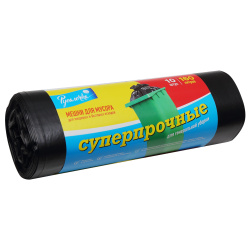 Мешки для мусора, 160 л, 40 мкм, полиэтилен, особо прочные, 85*114 см, 10 шт, TRIADA, 990983
