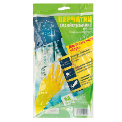 Перчатки, латекс, M, 1 пара, рельефная, цвет желтый, внутреннее напыление да, А.Д.М., 17064