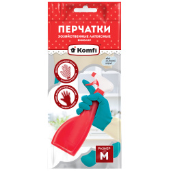 Перчатки, латекс, M, 1 пара, рельефная, цвет бежевый/бирюзовый, внутреннее напыление нет, 34261