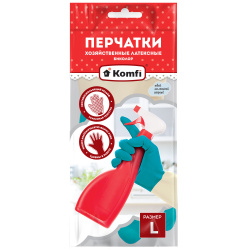 Перчатки, латекс, L, 1 пара, рельефная, цвет бежевый/бирюзовый, внутреннее напыление нет, 34260