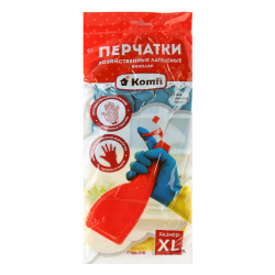 Перчатки, латекс, XL, 1 пара, рельефная, цвет бежевый/бирюзовый, внутреннее напыление нет, 34263