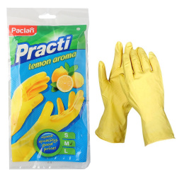 Перчатки, резиновые, М, резина, 1 пара, цвет желтый, PACLAN, 407623