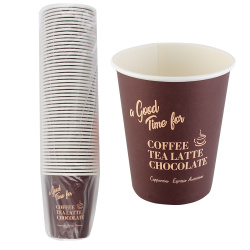 Стакан одноразовый бумажный, Coffee Tea Latte, 250 мл, бумага, КОМПЛЕКТ 50 шт, 139500