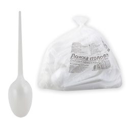 Ложка столовая  одноразовая, Белая, пластик, 16 см, КОМПЛЕКТ 100 шт, 138551