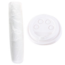 Крышка с клапаном одноразовая, Белая, полипропилен, d=80мм, КОМПЛЕКТ 100 шт, 139230