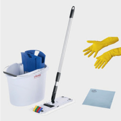 Набор с вертикальным отжимом, ведро+моп+резиновые перчатки+салфетка, пластик, 10 л, Professional, Vileda, 161099
