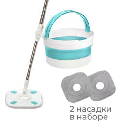 Набор с вращающимся отжимом, ведро+отжим+швабра+насадка, пластик, Дуэт, You'll Love, 77702