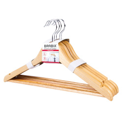 Вешалка- плечики деревянная 5шт 48-50 р перекладина цвет сосна "Стандарт" BRABIX 601159