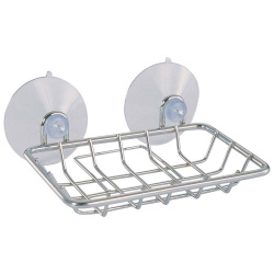 Мыльница для ванной подвесная на присосках, прямоугольная металл 311463,