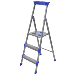Стремянка алюминиевая, 3 ступени, складная, 120 см, высота до раб. площадки 62 см, НИКА, 1025