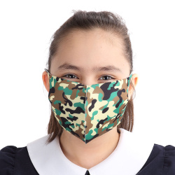 Маска для лица, многоразовая, высота 14 см, ширина 17 см, 1 шт, полиэстер, хлопок, цвет ассорти 6 цветов, ассорти 6 видов, антибактериальный эффект, пакет полиэтиленовый, Military, КОКОС, 211370