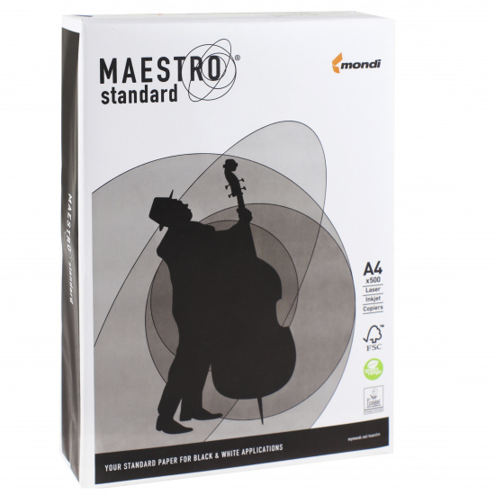 Бумага Maestro Standard А4, 80 г/кв.м, 500 листов, класс бумаги С, белизна CIE 146%