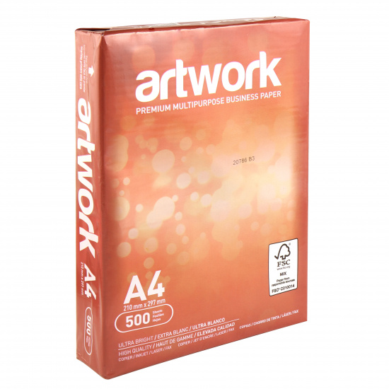 Бумага ARTWORK А4, 75г/кв.м., 500л, класс бумаги А+, белизна CIE 167%
