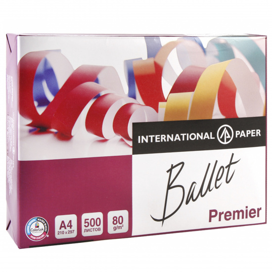 Бумага Ballet Premier А4, 80 г/кв.м, 500 листов, класс бумаги А, белизна CIE 161%
