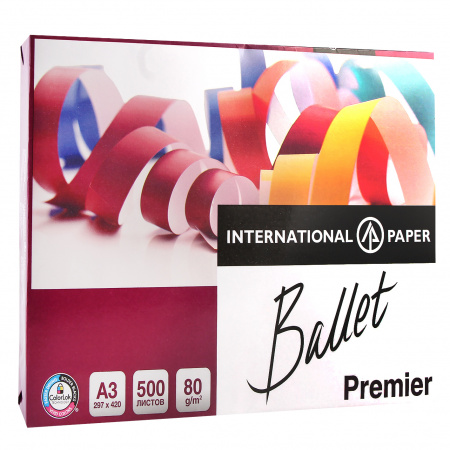 Бумага Ballet Premier А3, 80г/кв.м., 500л, класс бумаги А, белизна CIE 161% Бумага Ballet Premier А3, 80г/кв.м., 500л, класс бумаги А, белизна CIE 161%