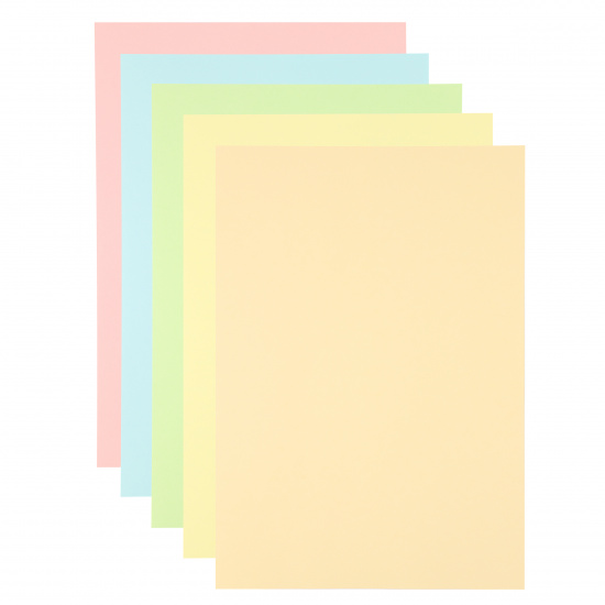 Бумага цветная А4, 80 г/кв.м, 50 листов, 5 цветов, пастель KLERK 200021-Р